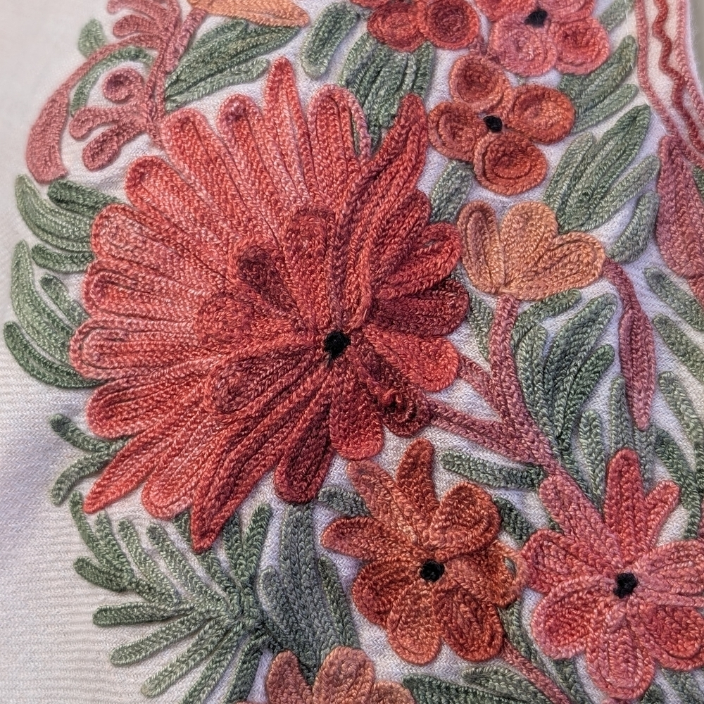 Floral Embroidered Fringe Poncho | One Size Fits Most - Picture 5 of 6